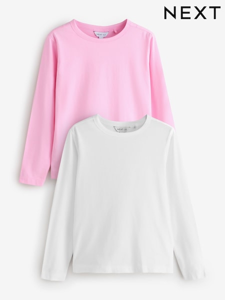 White/Pink Basic Long Sleeve T-Shirts 2 Pack (H69001) | £11