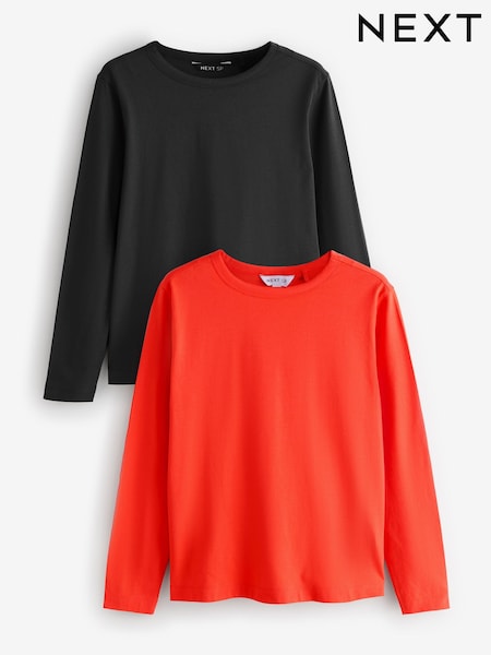 Red/Black Basic Long Sleeve T-Shirts 2 Pack (H69004) | £11