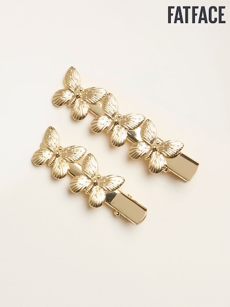 FatFace Gold Tone 2 Pack Butterfly Hair Slides (H69032) | £10.50