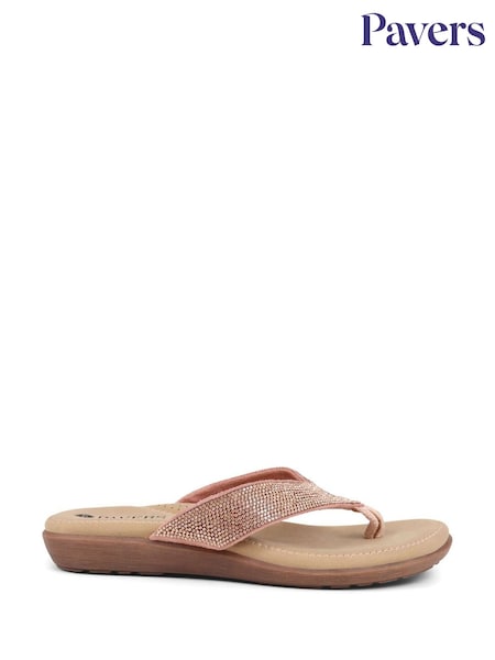 Pavers Gold Embellished Toe Post Sandals (H69114) | £25