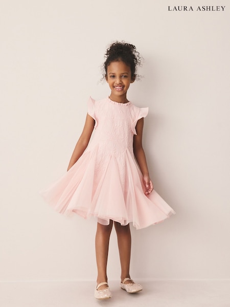 Laura Ashley Pink Textured Godet Dress (H69172) | £42 - £48