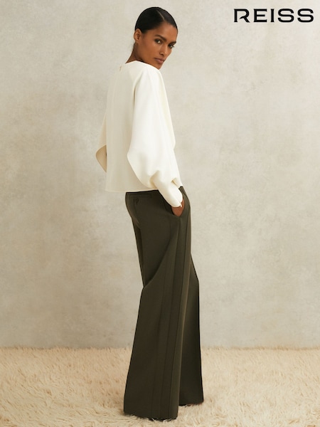 Reiss Khaki Soliel Atelier Crepe Wide-Leg Trousers (H69196) | £265