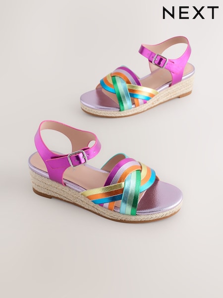 Rainbow Woven Heeled Wedge Sandals (H69204) | £24 - £31