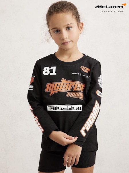 Reiss Black Oval 9-13 yrs McLaren F1 Team Cotton Logo T-Shirt Unisex Fit (H69261) | £36