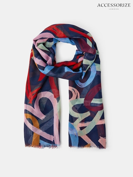 Accessorize Black Lightweight Heart Print Scarf (H69298) | £22