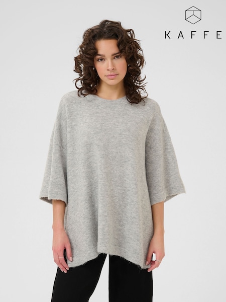 Kaffe Loose Fit Grey KAniel 3/4 Sleeve Jumper (H69432) | £40