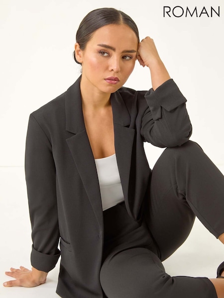 Roman Black Petite Revere Collar Stretch Blazer (H69457) | £58