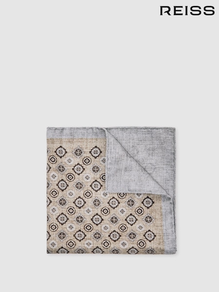 Reiss Oatmeal Melange Costanzo Pocket Square (H69525) | £38