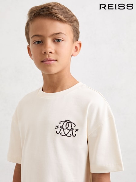 Reiss Off White Harris 3-9 yrs Monogram Cotton Crew-Neck T-Shirt (H69541) | £18