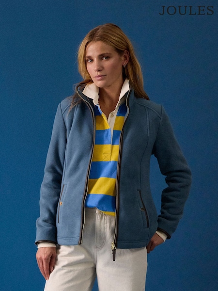 Joules Heritage Chambray Blue Zip Through Fleece (H69566) | £0