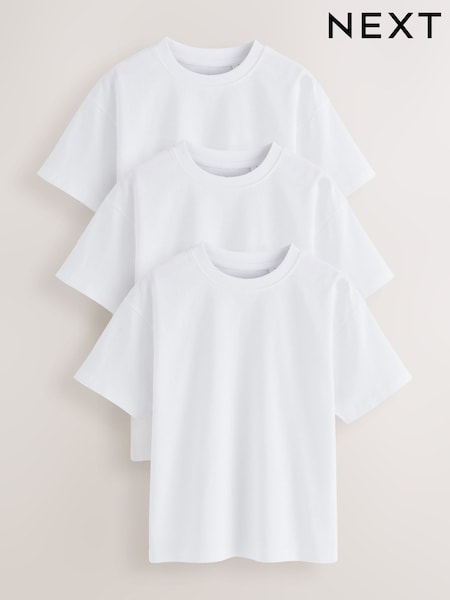 White Relaxed Fit Short Sleeve T-Shirts 3 Pack (3-16yrs) (H69613) | £10 - £16