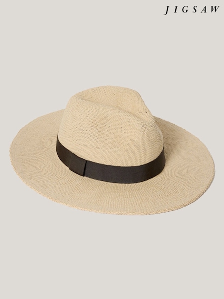 Jigsaw Natural Straw Fedora Hat (H69620) | £69