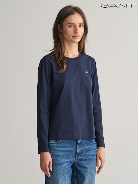 GANT Light Blue Shield Logo Long Sleeve T-Shirt (H69648) | £45