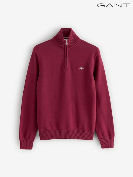 GANT Red Casual Cotton Quarter Zip Jumper (H69656) | £125