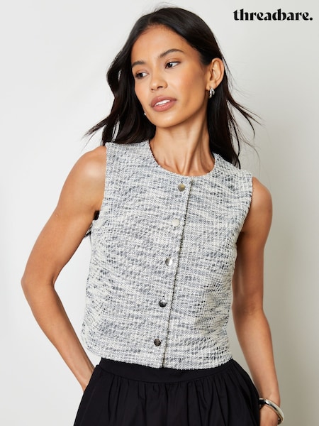 Threadbare Grey Bouclé Button Through Vest (H69866) | £28