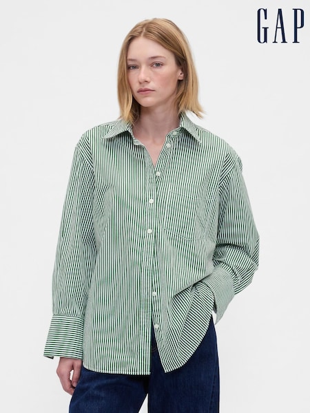 Gap Dark Green/White Stripe Poplin Big Shirt (H69916) | £55