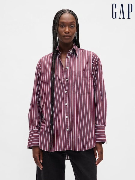 Gap Maroon Red Stripe Poplin Big Shirt (H69931) | £55