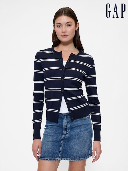 Gap Navy/White Stripe Crew Neck Cardigan (H69942) | £25