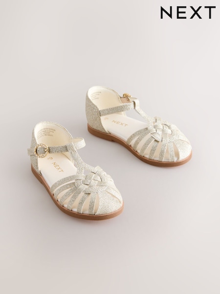 Gold Glitter Standard Fit (F) Fisherman Occasion Sandals (H70018) | £19 - £22