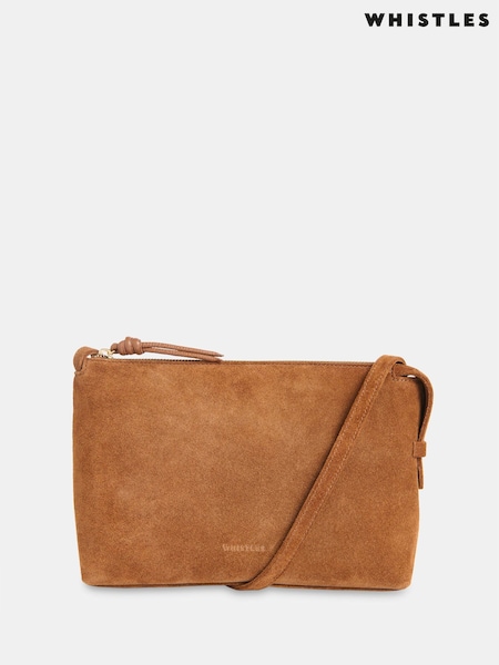 Whistles Brown Kaia Zip Top Cross-Body Bag (H70202) | £119