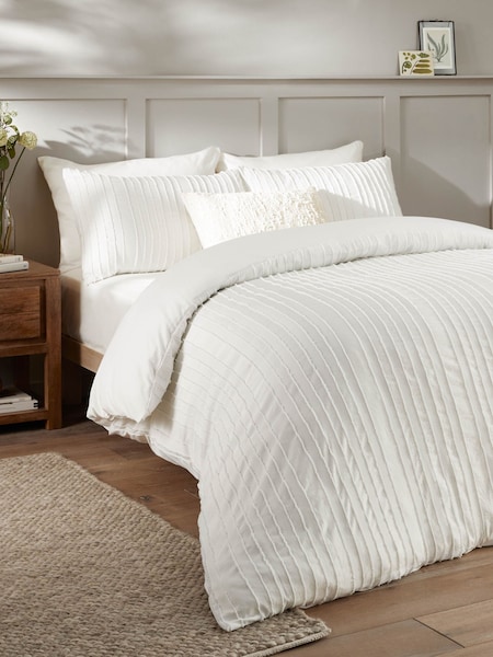 Duvet Day White Harrison Stripe Tufted Soft Touch Duvet Set (H70208) | £21 - £39