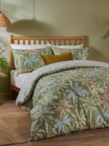Duvet Day Palm Green Kentia Printed Soft Touch Duvet Set (H70209) | £14 - £21