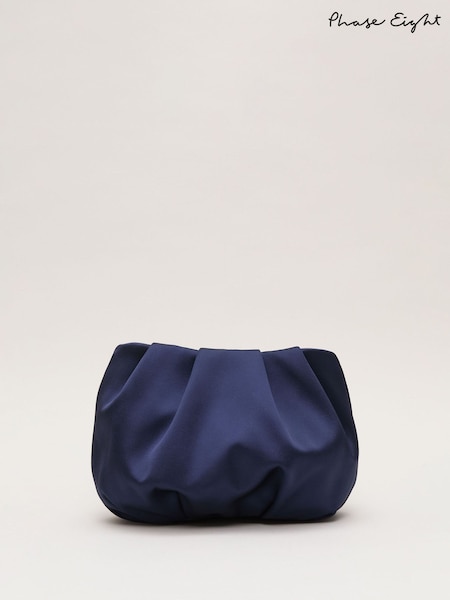Phase Eight Blue Satin Clutch Bag (H70445) | £69