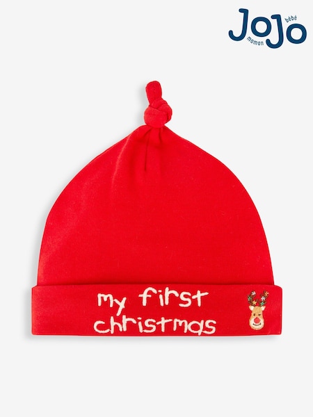 JoJo Maman Bébé Red My First Christmas Baby Hat (H70494) | £5