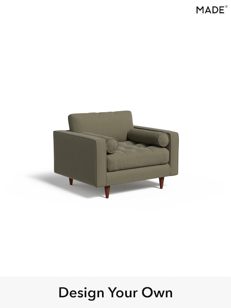Textured Slub Weave/Soft Olive Green Scott By Made (H70697) | £875
