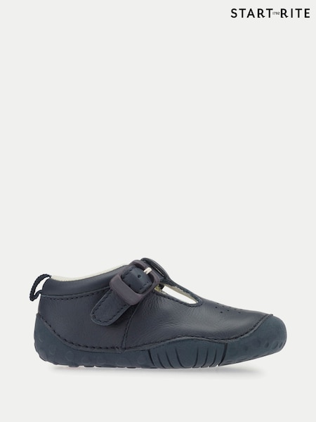 Start-Rite Babies Blue Baby Jack Leather T-bar Buckle Pre-Walking Shoes (H70711) | £37