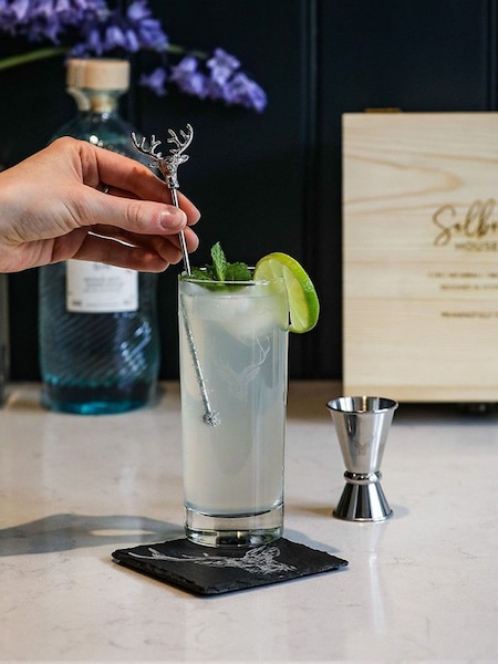 Selbrae House Clear Silver Stag Highball Drinks Set (H70787) | £40