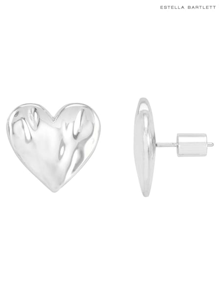 Estella Bartlett Silver Tone Oversized Waterproof Molten Heart Studs Earrings (H71096) | £39