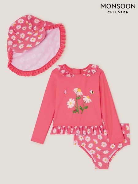 Monsoon Orange Baby UPF 50+ Daisy Hat and Swim Set (H71169) | £26 - £30