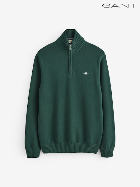 GANT Green Casual Cotton Quarter Zip Jumper (H71337) | £125