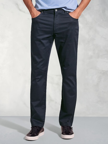 Brook Taverner Blue Slub Cotton 5 Pocket Trousers (H71374) | £50