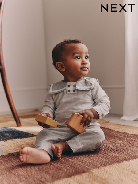 Grey/White Shirt and Trousers Baby Set (0mths-3yrs) (H71447) | £22 - £24