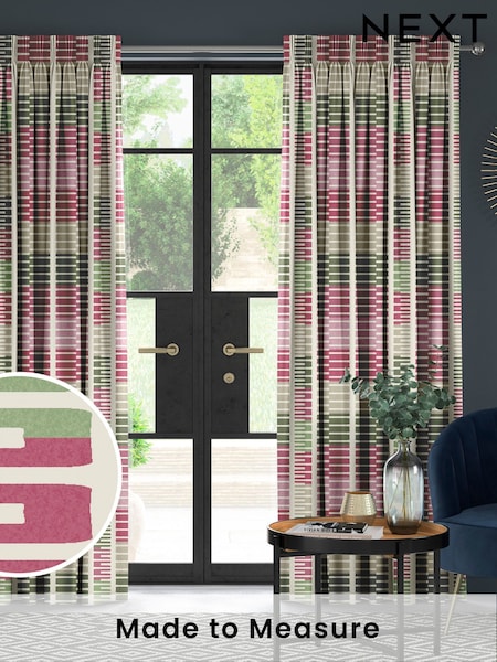 Pink Retro Geo Made To Measure Door Curtain Curtains (H71504) | £91