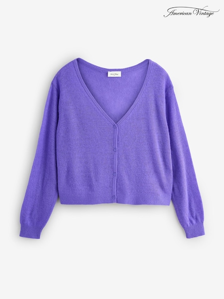 American Vintage Purple Dummy Long Sleeve V-Neck Cardigan (H71603) | £115