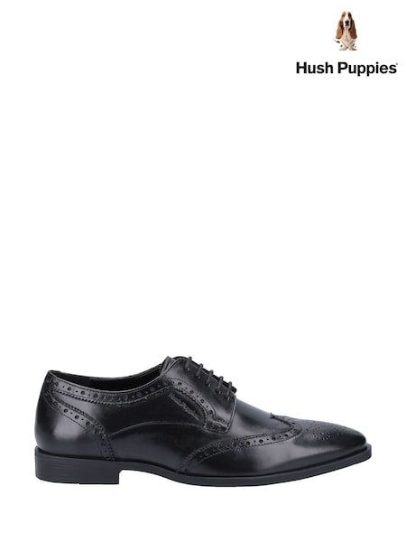 Hush Puppies Elliot Brogue Black Shoes (H71609) | £0