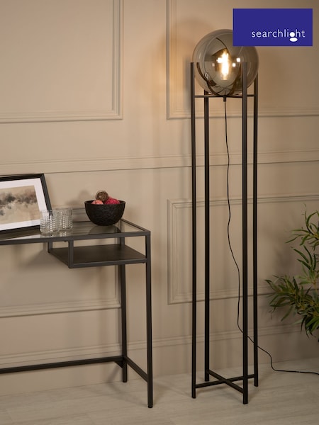 Searchlight Black and Smoke Nocturne Floor Lamp Smoked Glass (H71722) | £244
