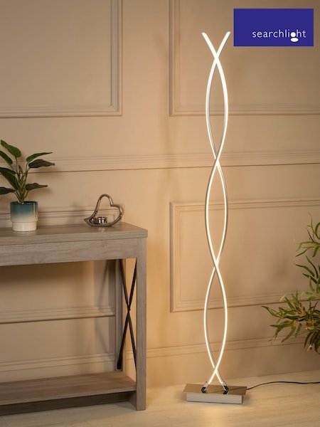 Searchlight Chrome and White Wave Platt LED Wave Floor Lamp (H71724) | £204