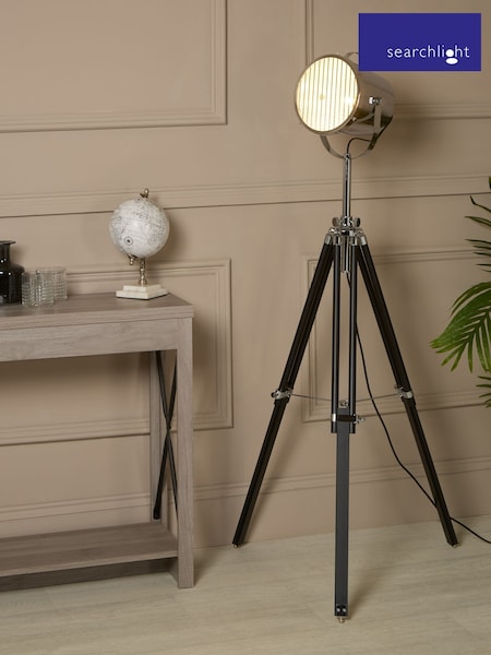 Searchlight Chrome and Black Edison Tri-Beam Adjustable Floor Lamp (H71728) | £185