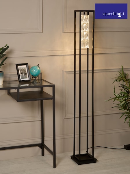 Searchlight Matt Black and Chrome and Clear Ascent Crystal Centre Floor Lamp (H71735) | £378