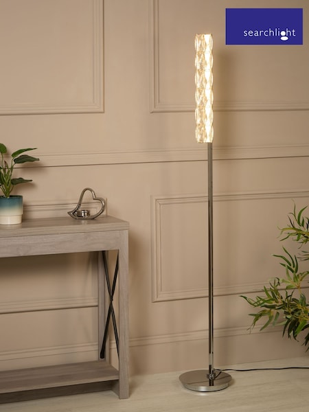 Searchlight Chrome and Clear Vitrina LED Floor with Faceted Clear Glass Trim (H71746) | £264