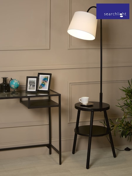 Searchlight White and Black Shelfina Ridge Shelf Floor Lamp (H71748) | £0