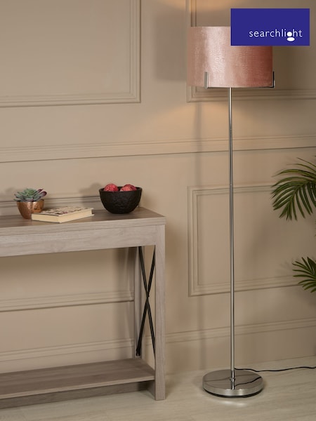 Searchlight Chrome and Blush Pink and White Hailey Blush Velvet Floor Lamp (H71749) | £120