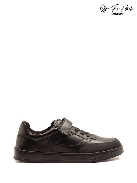 Off The Hook Black Marty Round Toe Single Strap With Lace-Up Leather School Shoes (H71792) | £35