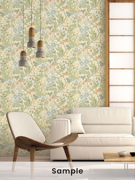 Galerie Green Sommarang 2 Floral Print A4 Wallpaper Sample (H71915) | £1