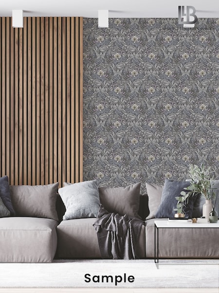 Laurence Llewelyn-Bowen Blue Rambleicious Floral Print A4 Wallpaper Sample (H71927) | £1
