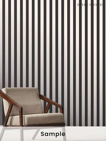 Style Sisters Black Thin Stripe A4 Wallpaper Sample (H71935) | £1
